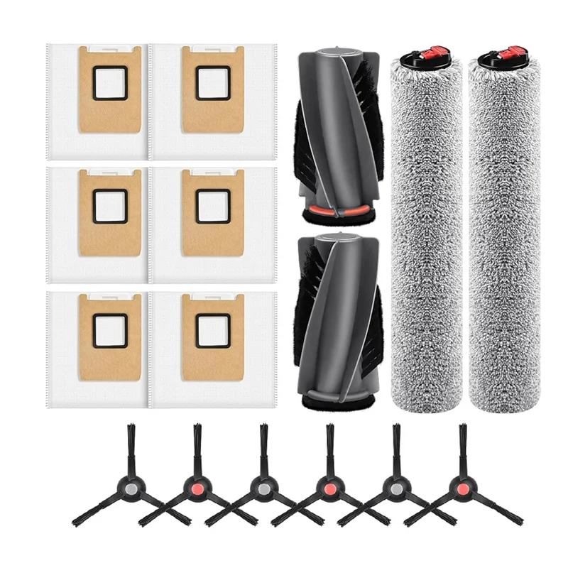 A02V-Juego de bolsas de polvo para fregona con Cepillo Lateral principal (16 uds) para piezas de repuesto de Robot aspirador Eufy E25 Omni/E28 Omni