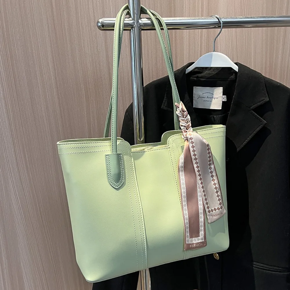 

Модная сумка-тоут в корейском стиле, повседневная однотонная сумка на одно плечо, полиэстер, шелковый шарф, женская сумка на каждый день