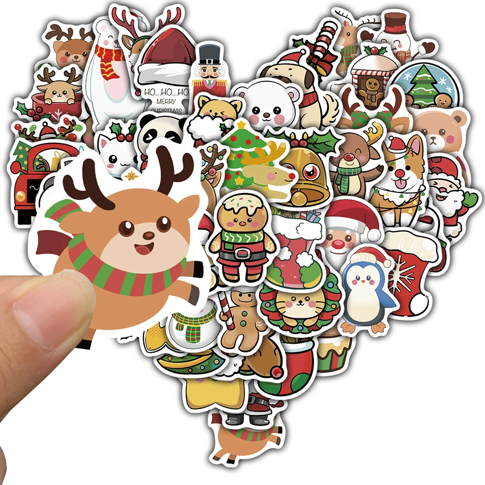 50 قطعة عيد الميلاد الكرتون ملصق تخصيص الإبداعية مقاوم للماء دراجة نارية دراجة الفن الغيتار ملصقات الكمبيوتر المحمول عادية الزخرفية