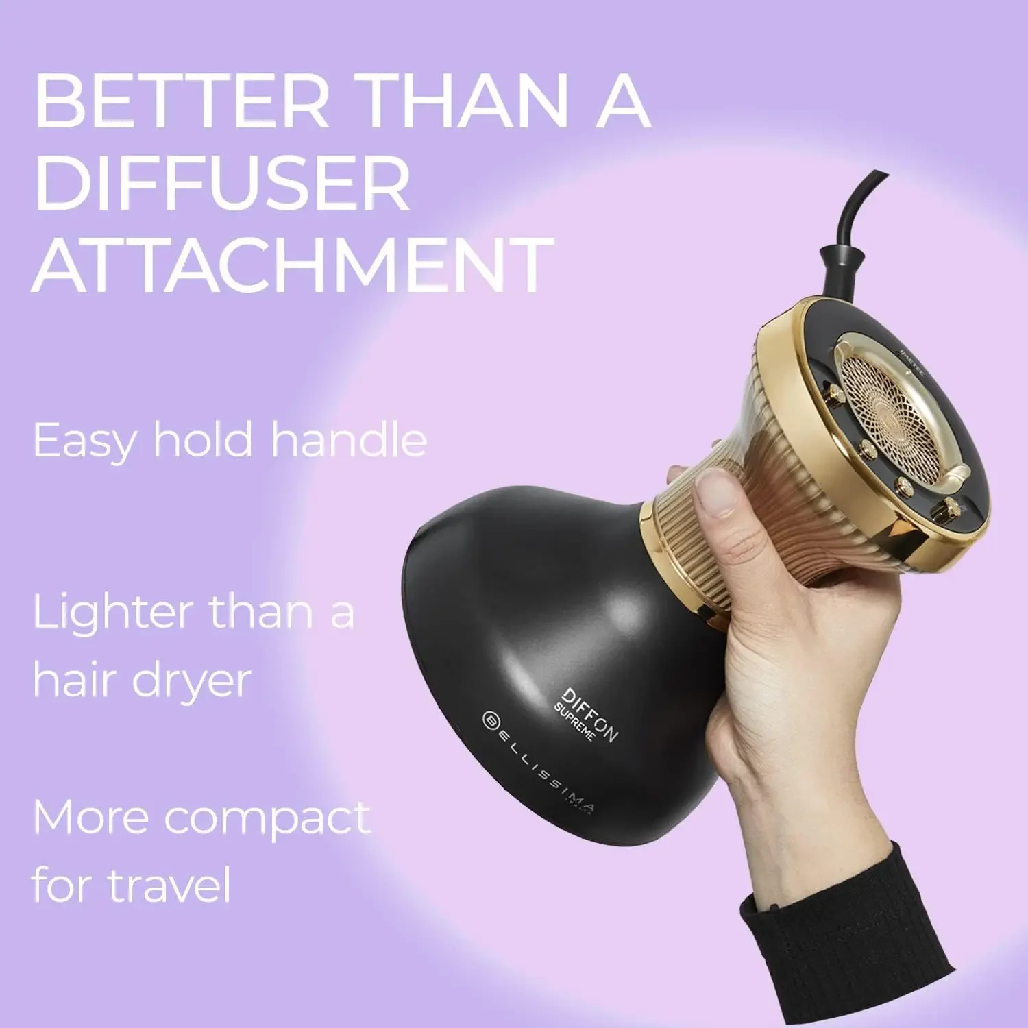 Supreme Diffuser & Curly Hair Dryer - XL Dyfuzor do szybkiego suszenia - Cool Button - Technologia zapobiegająca puszeniu się włosów