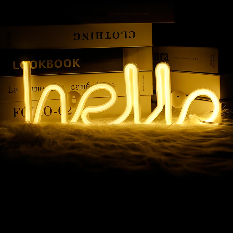 LED Neon Sign Night Light Design Art Decorative Lights Plastic Wall Lamp for Kids Room Bar Holiday Lighting Party Neon Lamp