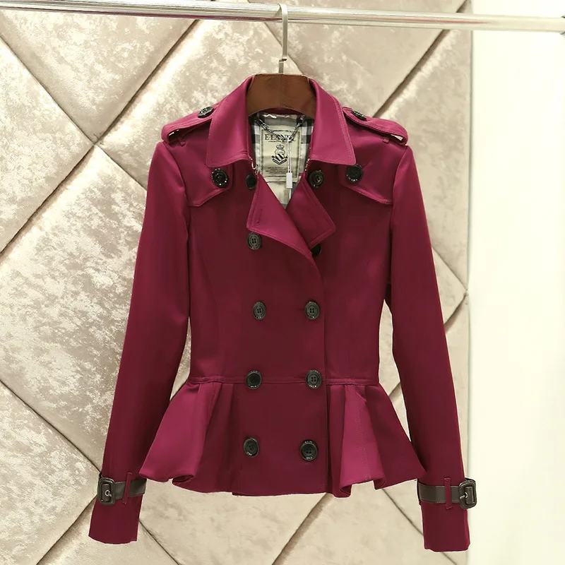 Giacca a vento donna corta 2024 primavera e autunno cappotto da donna classico britannico Slim Fit doppio petto cappotto da donna tendenza moda