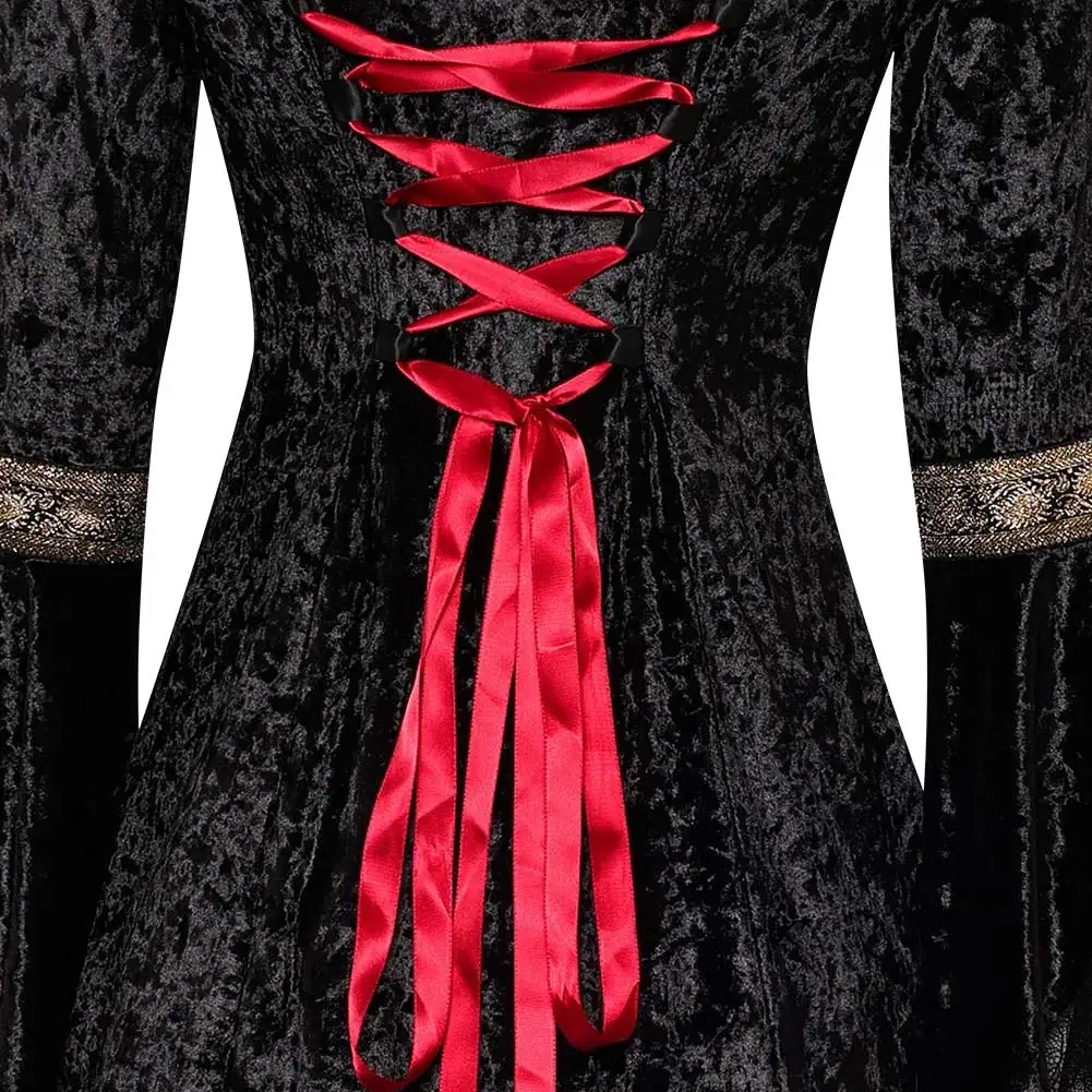 Robe de Cosplay Médiévale Rétro pour Femme, Jupes Fantaisie, Tenue d'Halloween, Costumes de Performance sur Scène de ix