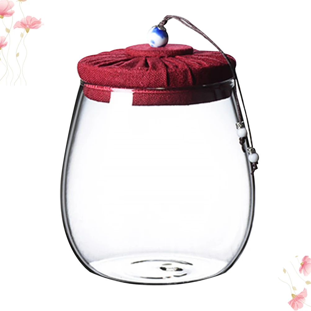 

1000Ml Cloth Cover Glass Tea Food Storage Container Sealed Coffee Bean Sugar Salt Candy Jar Moisture Proof Household Dry