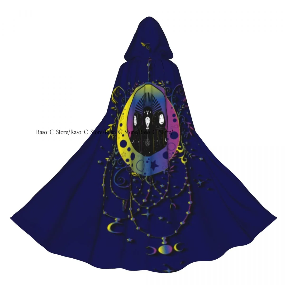 

Hooded Cloak Unisex Cloak with Hood Mystical Triple Priestess On Magical Crescent Moon Cloak Vampire Witch Cape Cosplay Costume