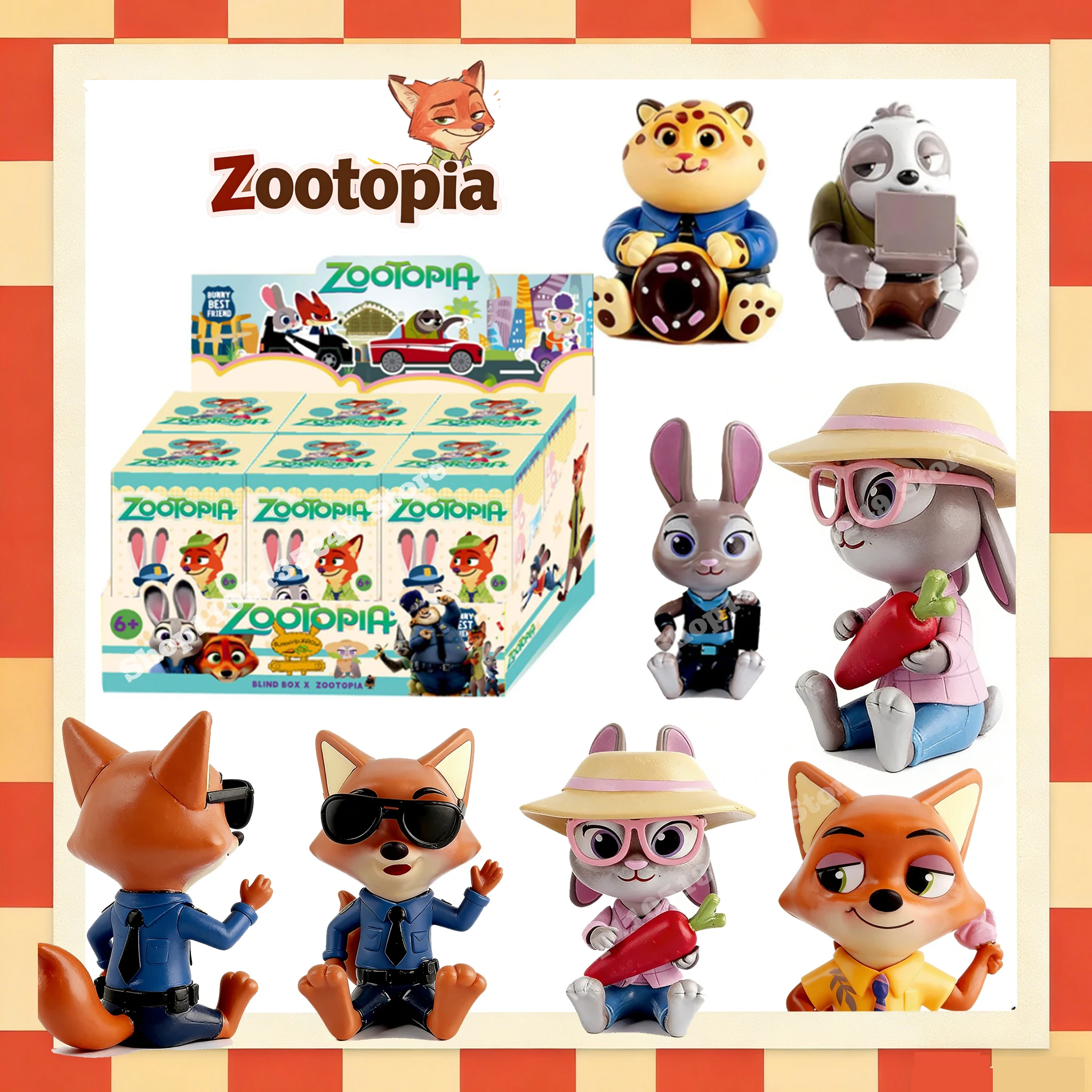 صندوق ديزني زوتوبيا جوديث آند نيك الأعمى الجديد - صندوق أعمى للرسوم المتحركة مصنوع يدويًا، شخصية لعبة، زينة أنيمي، هدية عيد الميلاد للأطفال