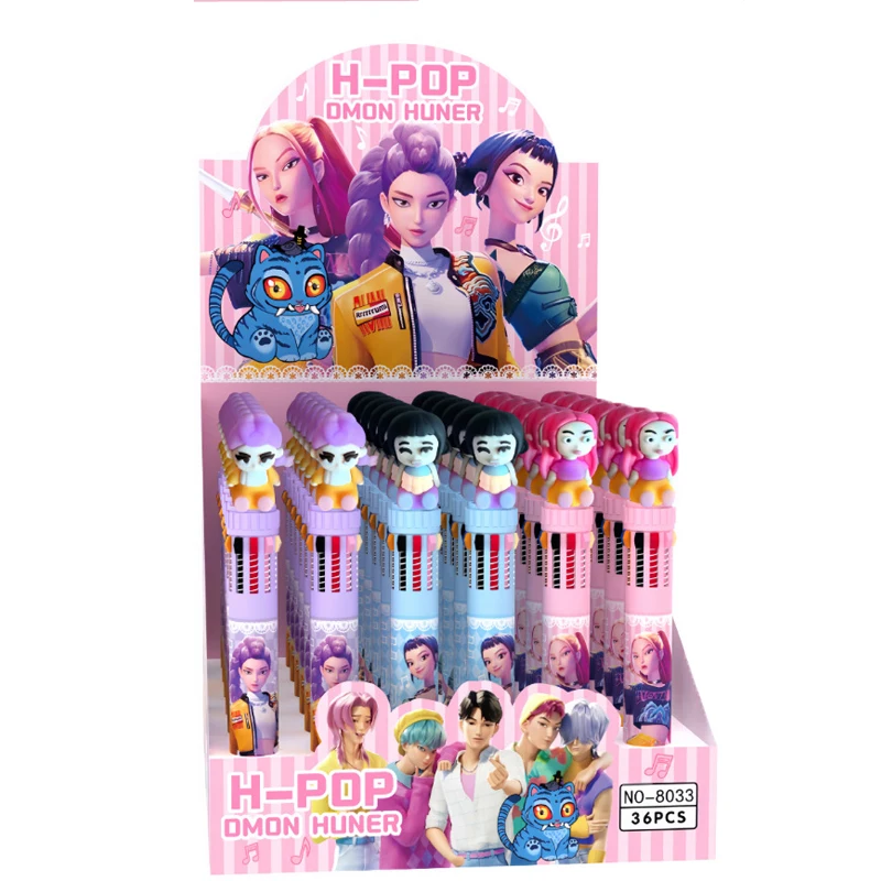 

4-6pcs/lot Kpop Demon Hunters 10 colors Ballpoint Pen Cute Press Ball Pens School Office Writing Supply