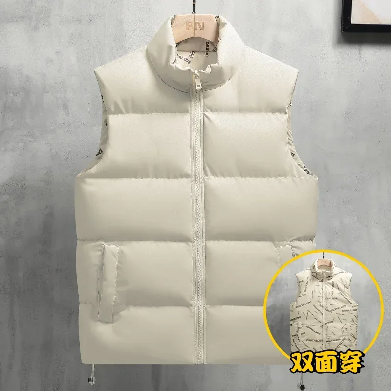 Reversible Puffer Vest Stand Zip Up Sleeveless Warm Casual Winter Gilet Outerwear With Pockets