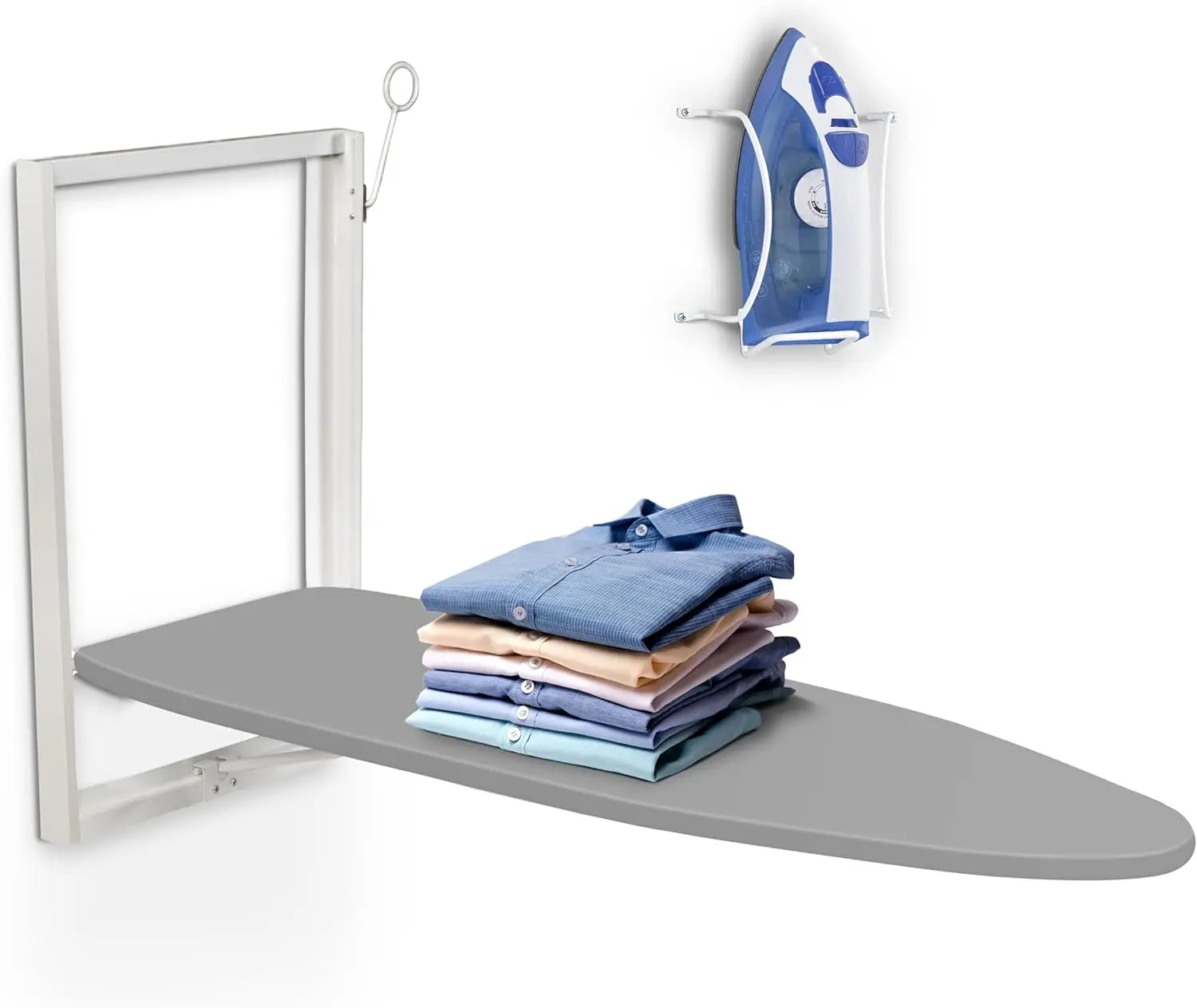 

Foldable Wall-Mounted Ironing Board, 36.2” x 12.2”, Space-Saving Design with Easy-Release Lever and Removable Cotton Cover