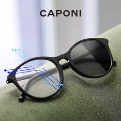 CAPONI Discoloration EyeglassesTrendy Cat Eye Style Computer Blue Light Glasses Women Acetate Spectacles Frames UV400 BF3391