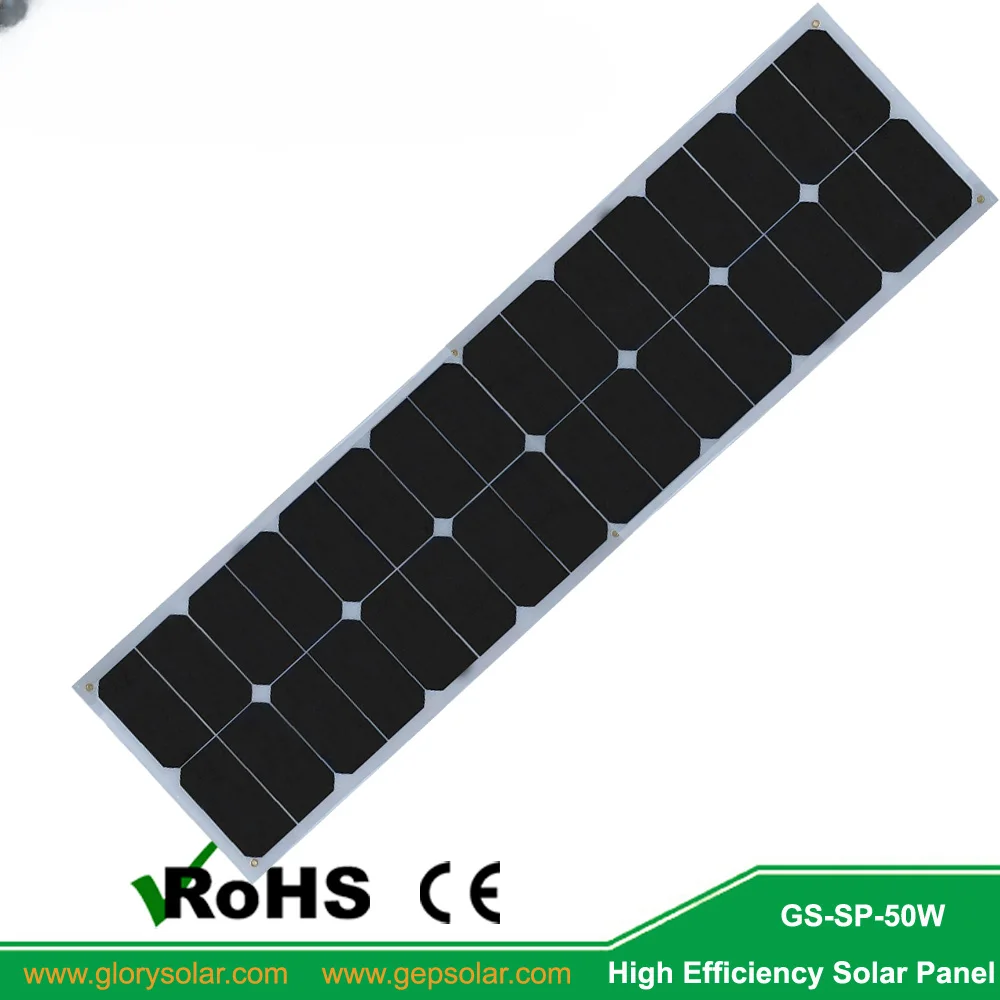 Glory Solar New Narrow ETFE High Efficiency 50W Solar Panels Flexible For Yacht Boat