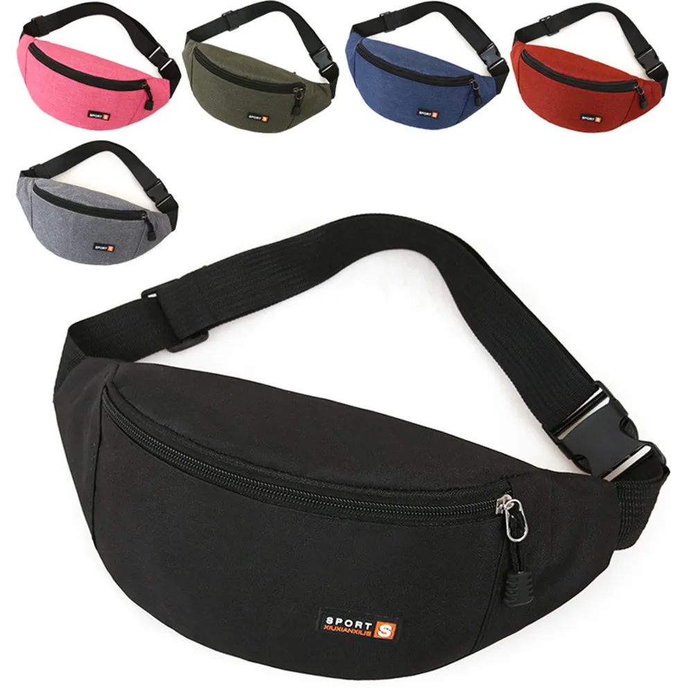 Bolsa Crossbody impermeável para mulheres, Cinto de cintura, Bolsa Peito, Sport Run Fanny Pack, Monocromático, Bolsa de Viagem, Moda