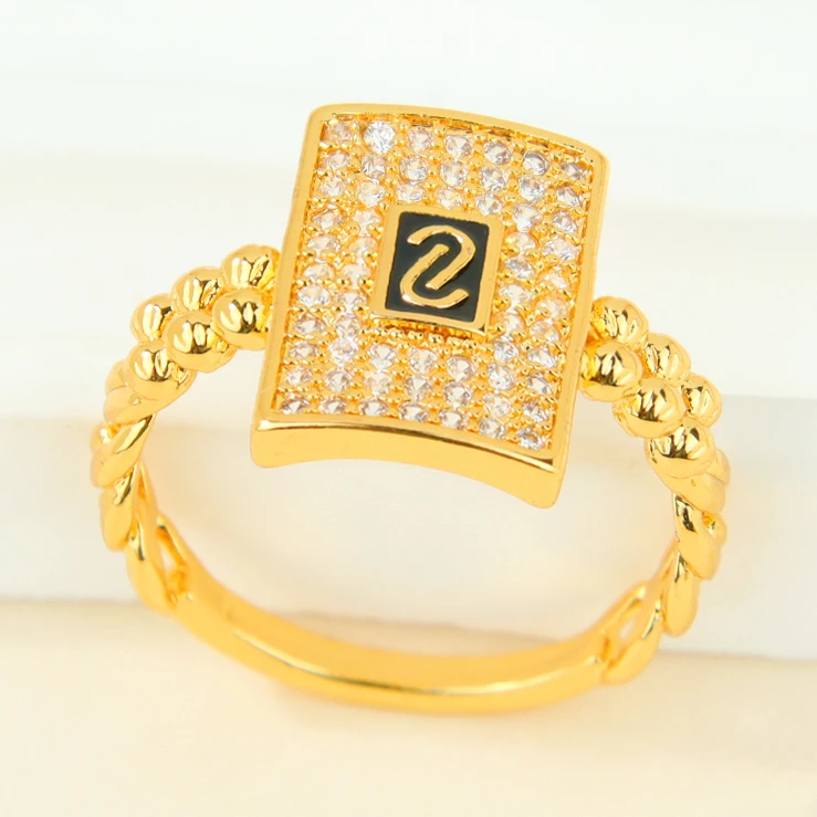 Luxuriöse Zirkonia-Monaco-Ringe, 21k vergoldet, italienischer, unregelmäßiger, cooler Hip-Hop-Ring, Dubai, für Damen, Event, Party, hypoallergener Schmuck – Detail 16