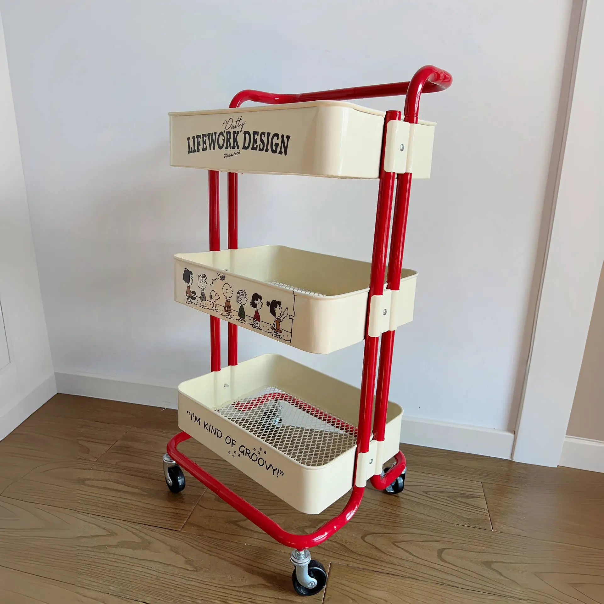 3 Levels Small Cart Storage Rack Home Kitchen Bedroom Snack Rack Multi Functional Storage Rack in The Living Room