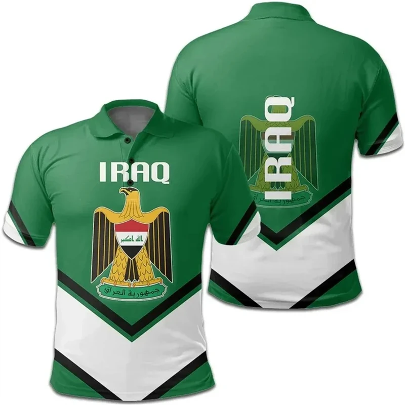 Iraq Flag New Design Polo Shirts Men's Fashion Shirt Male Daily Sports Running Polos Casual Oversized Breathable GYM Tees Tops