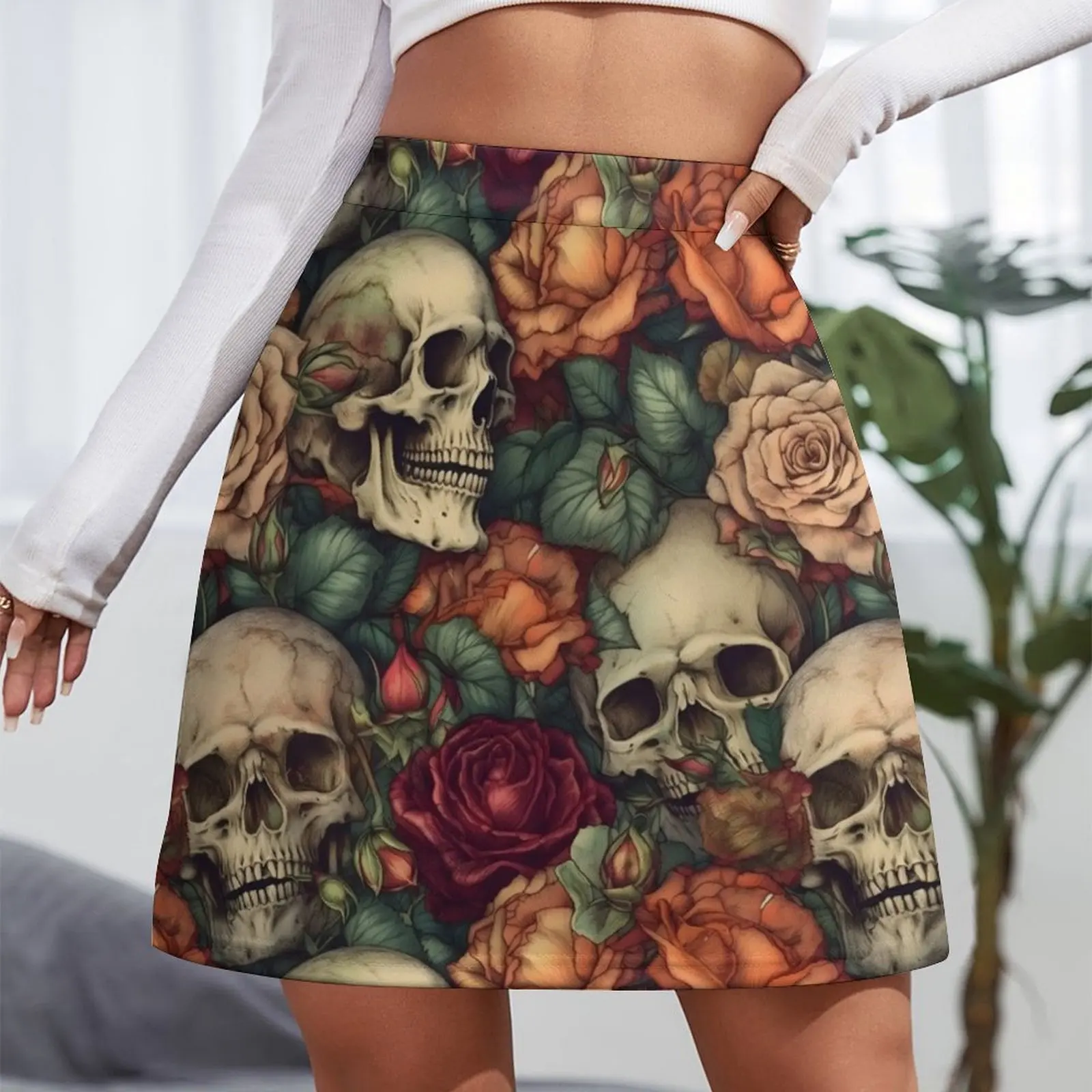 Skulls and Roses Mini Skirt women's summer clothing 2025 Skirt satin luxury women's skirt modest skirts for women Mini