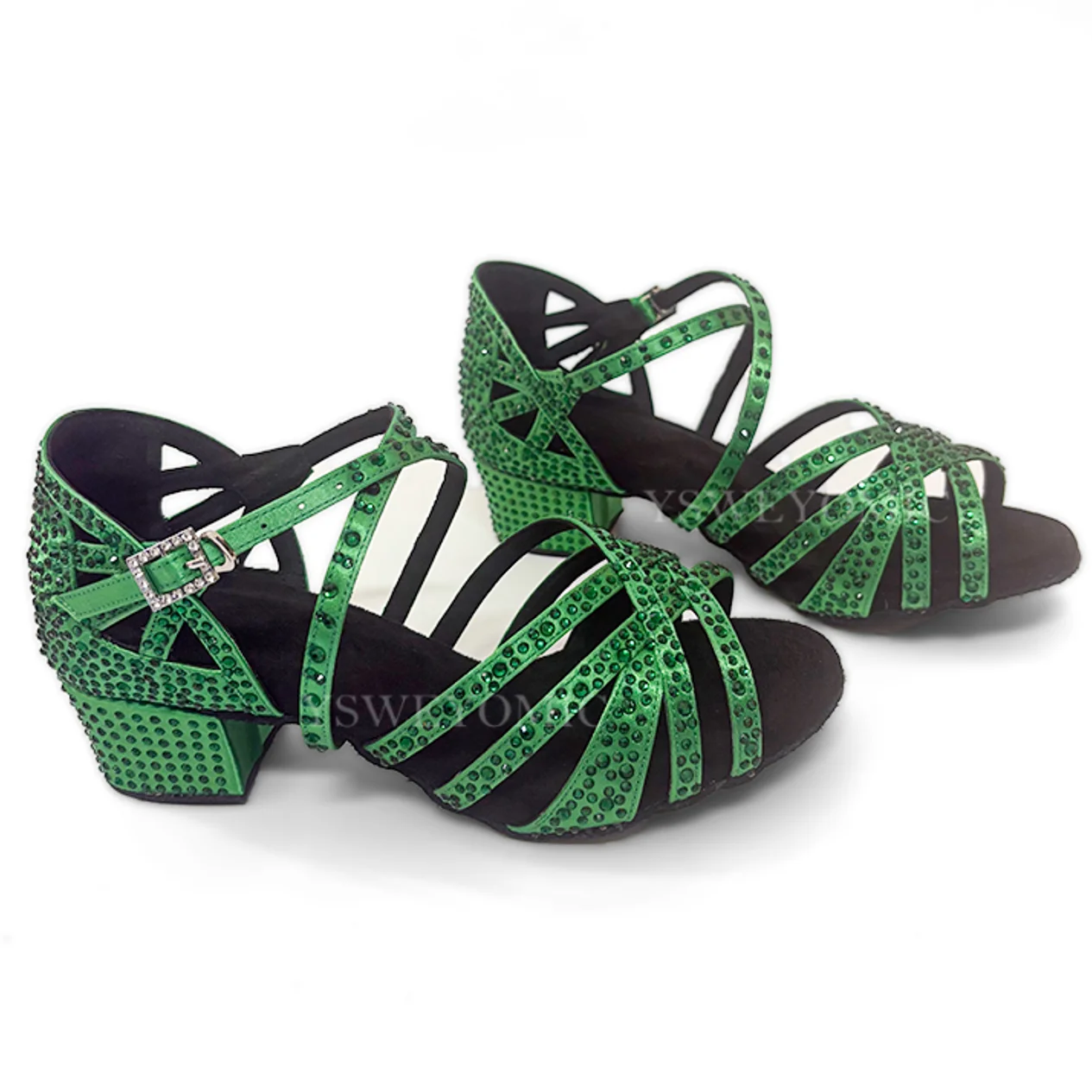 Green Latin Dance Shoes 2026 New Style Low Heel 4cm Ballroom Salsa Customized Women Trainning Practise Dancing Shoes