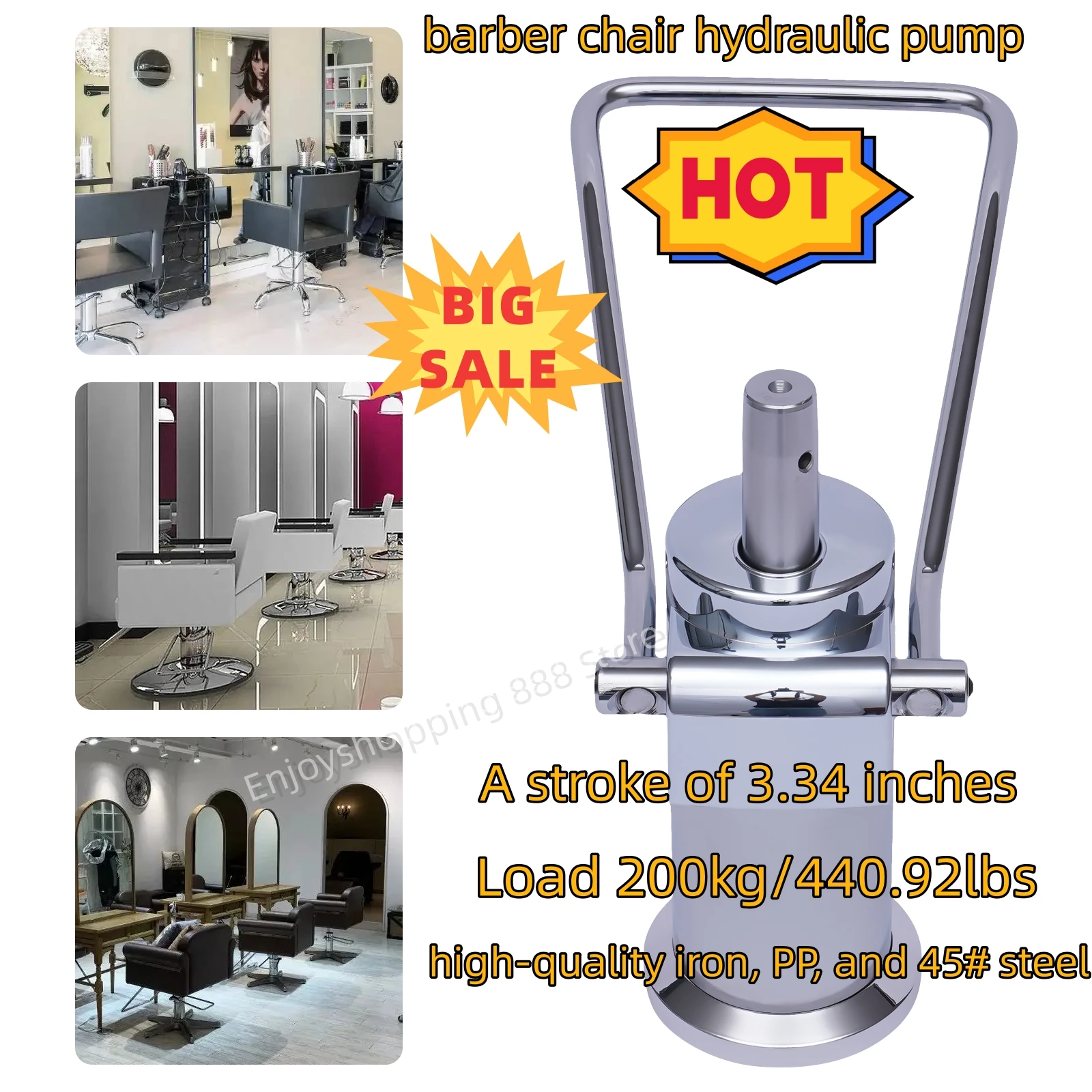 

6 Screw Hydraulic Pump Barber Salon Chair Replacement Stretchable Cylinder 440Ibs For Most Standard Styling Seats