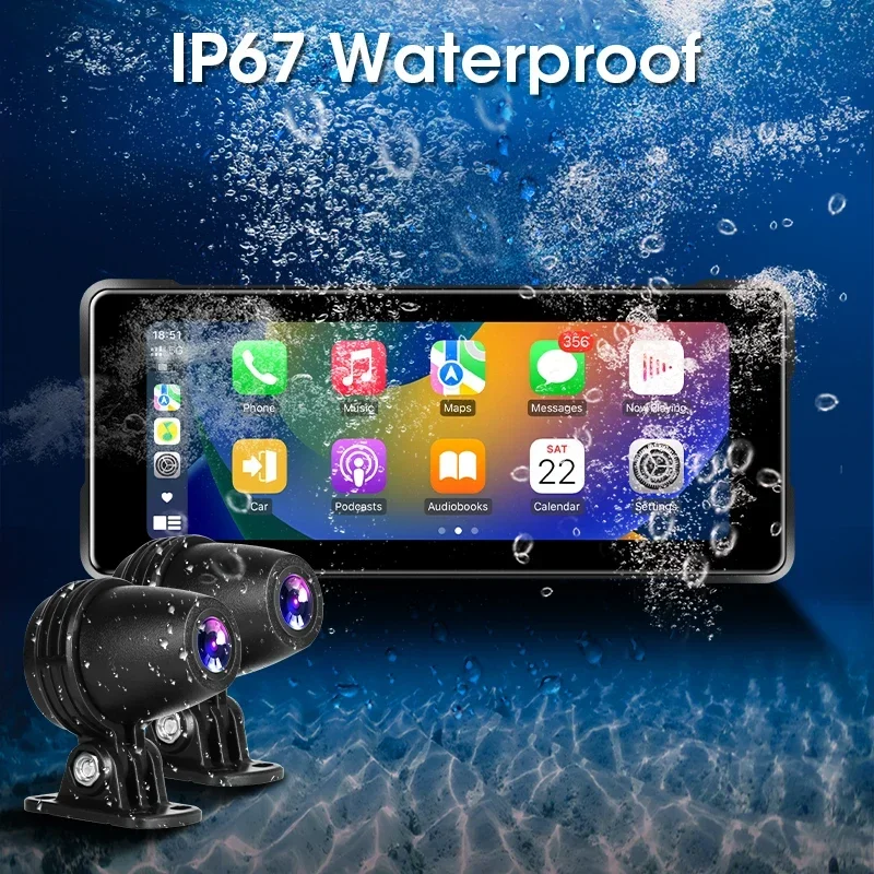 Jmcq 6.86 ''Motorfiets Navigatie Gps Draadloze Carplay Android Auto Ipx7 Waterdichte Draagbare Motorfiets Dvr Touchscreen Display
