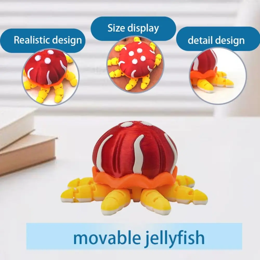 

Simulation Movable Jellyfish Ornament Plastic Model Doll 3D Printed Jellyfish Toy Multi-Jointed Novelty Multi Joint Animal Toys