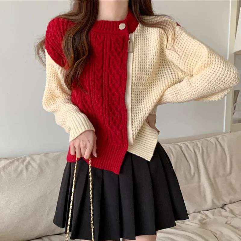 Irregular Sweater with for Women, Long Sleeve,Knitting Tops, O-neck,Knitwear, Ladies Trend, All-match, Autumn and Winter Fashion