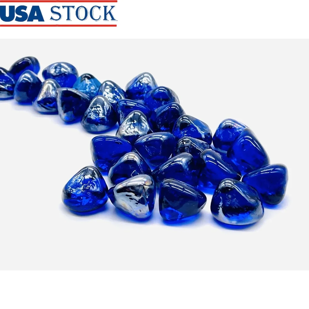 

Midnight Diamond Jelly Bean Fire Glass 10 lbs Large 1 Inch Iridescent Heat Treated Glass Indoor Outdoor Fire Pits