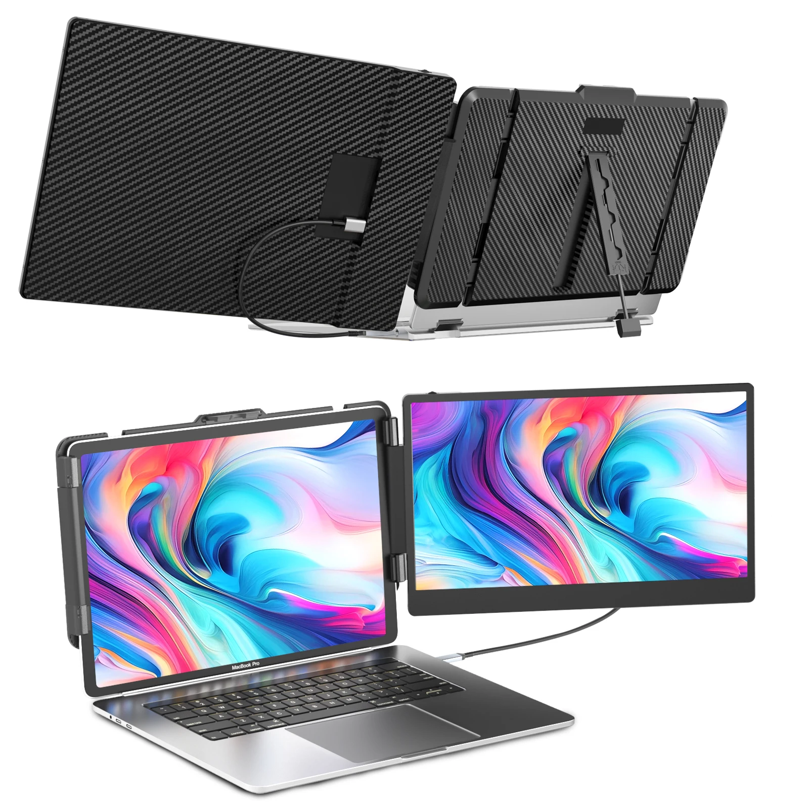 Trending Products 2025 New Arrivals S1 Dual Screen LCD Display Portable Laptop External Monitor One Cable Type-C Plug-Play