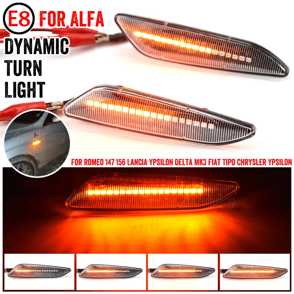 

2Pcs LED Dynamic Blinker For Alfa Romeo 156 147/Fiat Tipo/Lancia Delta 3 Ypsilon Side Marker Light Arrow Turn Signal Lamps