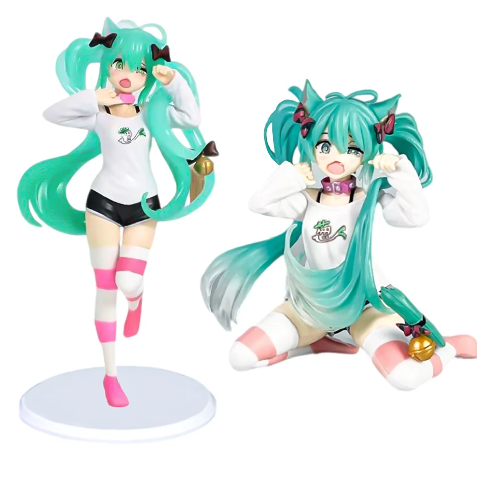 12 cm desktop schattige kat oor Hatsune Miku leuke stijl anime pop speelgoed PVC model collectible pop kinderen verjaardagscadeau