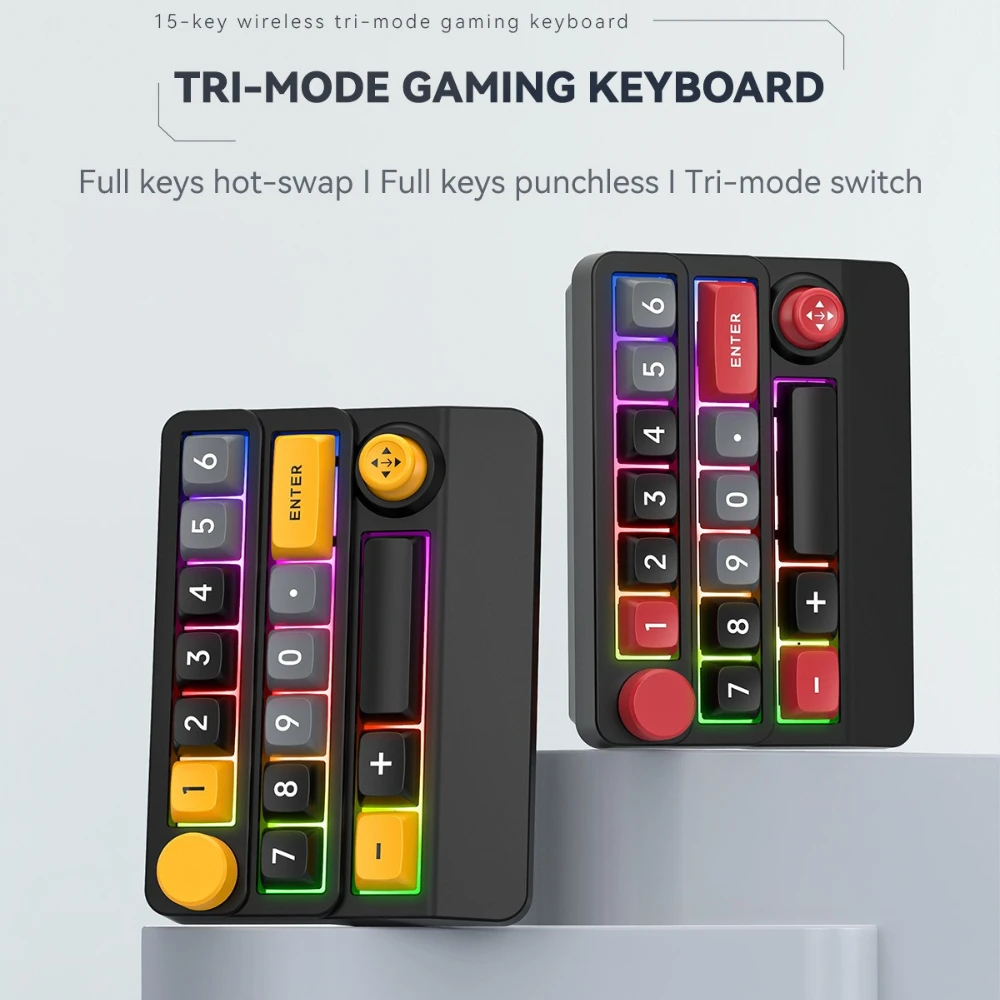 Wireless BT 15 Key Programmable Mechanical Keyboard Hot Swap RGB Mini Gaming Keyboard