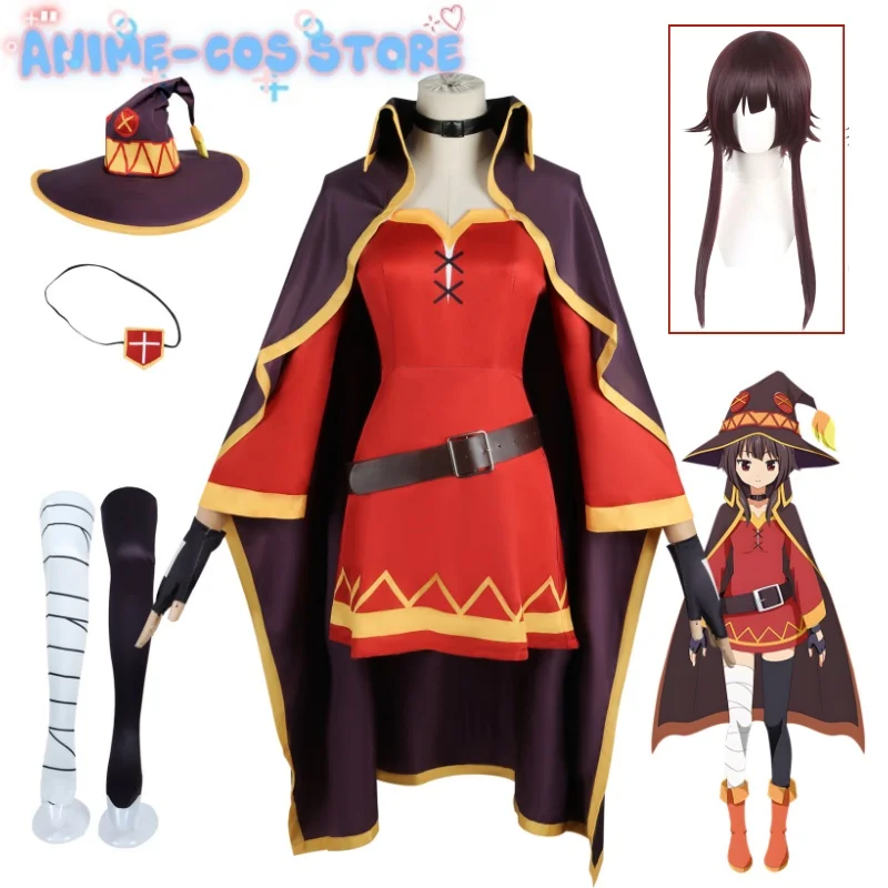 

Anime God's Blessing On This Wonderful World Megumin Cosplay Costume Women Sorceress Dress Outfits Megumin wig Halloween Costume