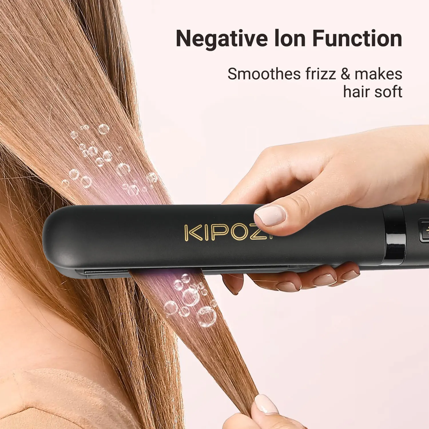 KIPOZI プロフェッショナルチタンフラットアイロンヘアストレートナーデジタル LCD ディスプレイ付きデュアル電圧瞬間加熱縮れを滑らかにします