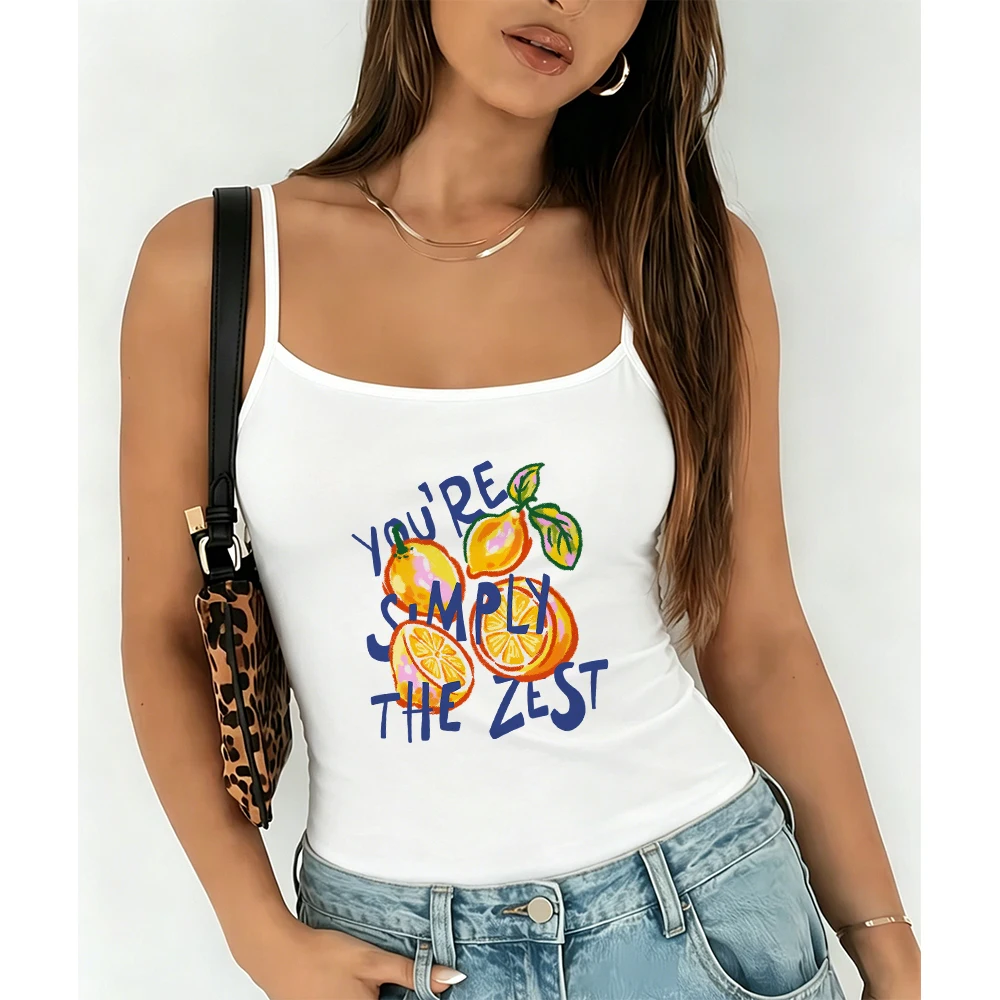 Simply The Zest Lemon Graphic Camisole Women Summer Funny Citrus Fruit Print Tank Top Casual Sleeveless Vest for Beach Holiday