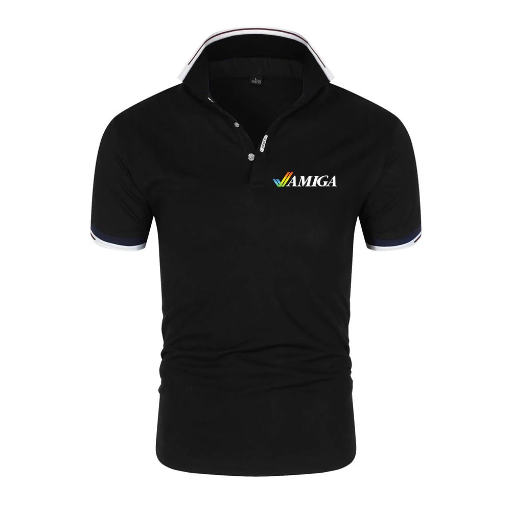 2025 Summer Men New Style Six-color Polo Shirt Commodore Amiga Casual Regular Fashion Lapel Tops Quick Drying Short Sleeve