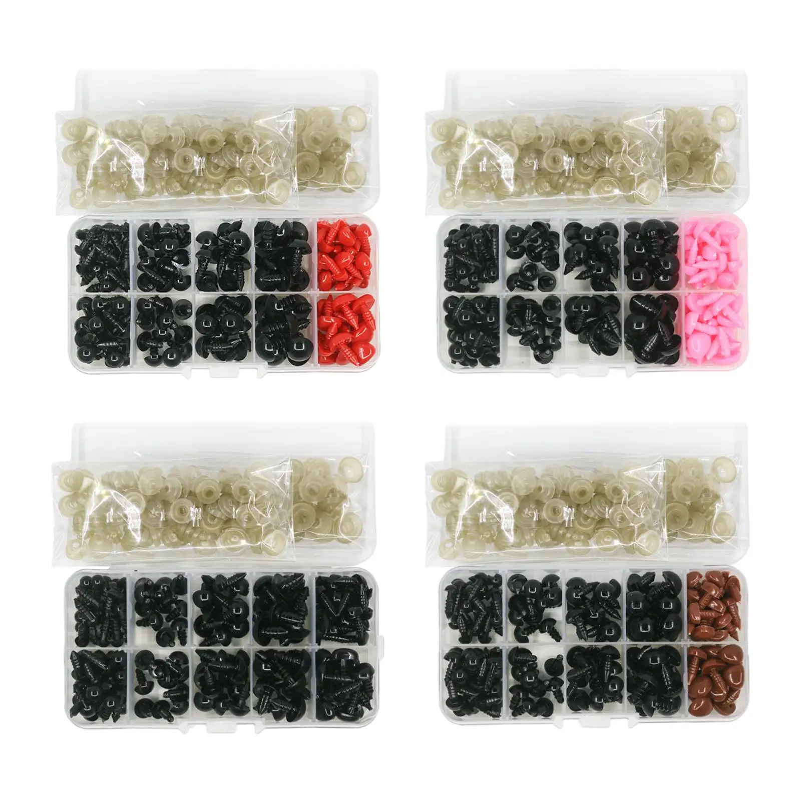 135Pcs Doll Eyes Nose Jewelry Findings Eyeball Knitted Teddy Bear Eyes for Arts DIY Supplies Decorations Doll Toys Plush Animals