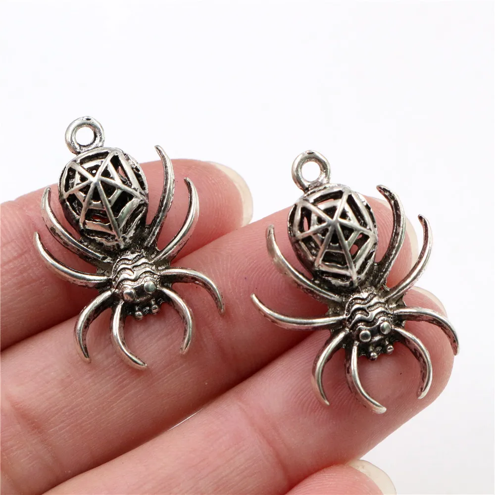 30x20mm 4 sztuk antyczne srebro Plated pająk Hollow trójwymiarowy ręcznie robiony wisiorek: DIY dla bransoletki necklace-Q3-13