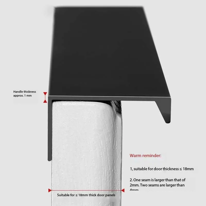 Modern Minimalist Wardrobe Invisible Handles Black Extended Edge Sealing Door Seam Handles Drawer Cabinet Door Handles Furniture