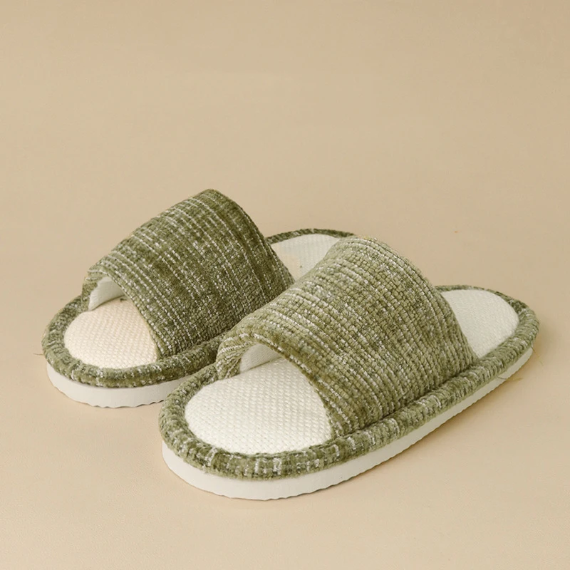 

Home Linen Slippers For Women Spring Summer 2026 Comfortable Bedroom Open-toe Breathable Slippers Men Softg Couple Slides Shoes