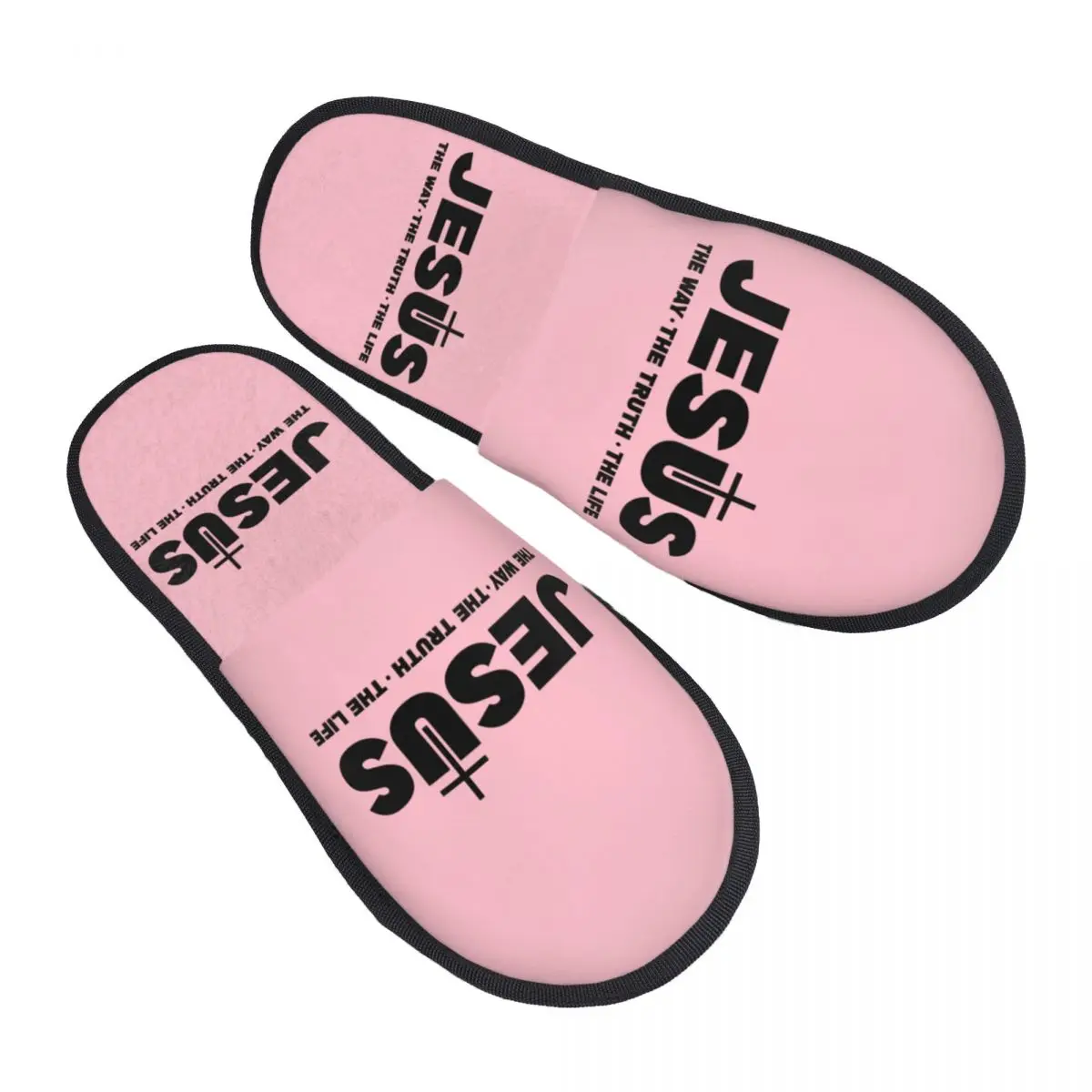 Custom Jesus Christ The Way The Truth The Life Memory Foam Slippers Women Comfy Warm Religion Cross Christian Faith House