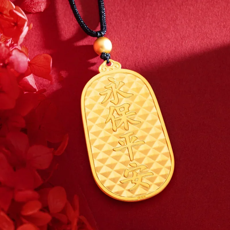 

9999 Real Gold 24K Retro Tara Guanyin Bodhisattva Hang Tag Ethnic Style Guanyin Pendant Accessories