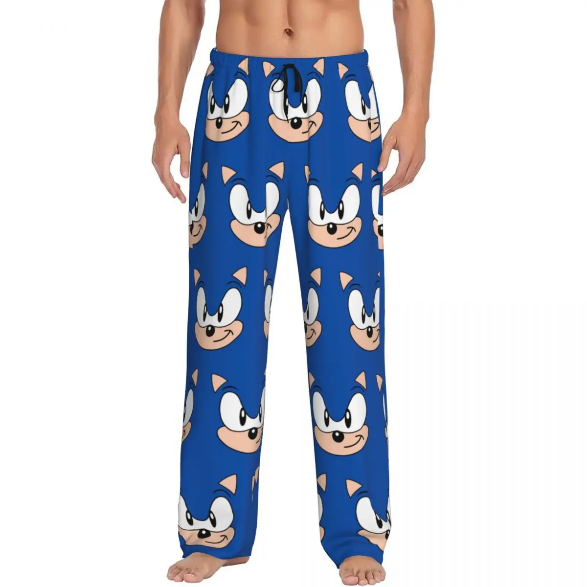 Custom Print Soniced Pajama Pants Men Hedgehog Game Sleep Sleepwear Bottoms with Pockets