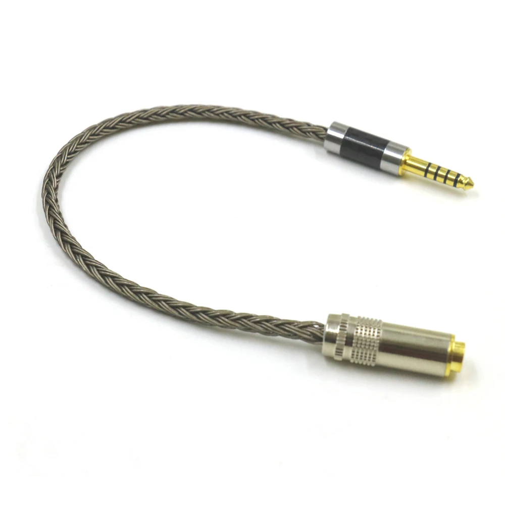 16 Strand Single Crystal Silver Adapter 4.4mm MaleTo 4.4mm Female Balanced Audio Conversion Cable