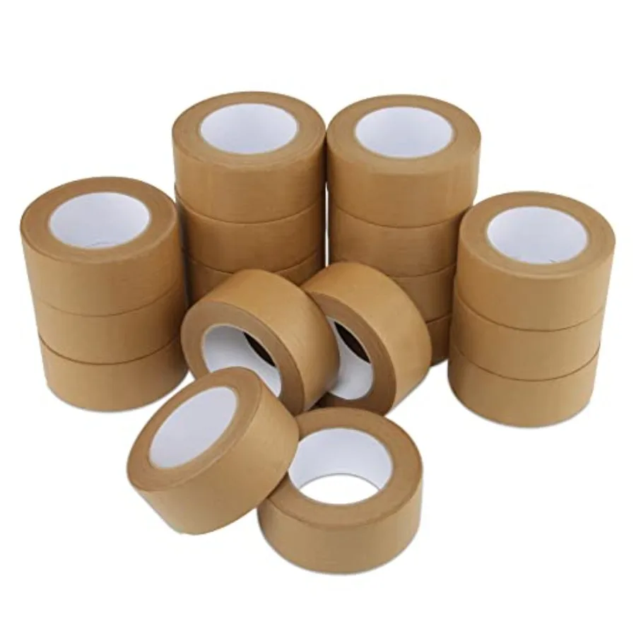 

Kraft Packing Tape Brown Paper Gummed Tape for Packing Boxes Shipping Cardboard and Carton Sealing 18 Rolls x 2 inch x 55 Yard
