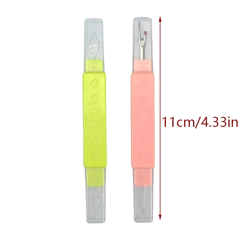 2 In 1 Sewing Needle Threader Seam Ripper Dual Purpose Sewing Tool Portable Home Thread Cutter Double Head With Protective Cover