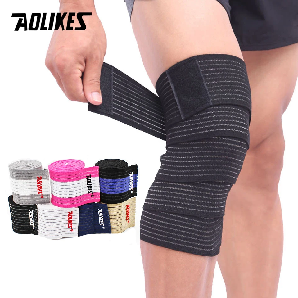 AOLIKES 1PCS Elastic Bandage Tape Sport Knee Support Strap Shin Guard Compression Protector For Ankle Leg Wrist Wrap