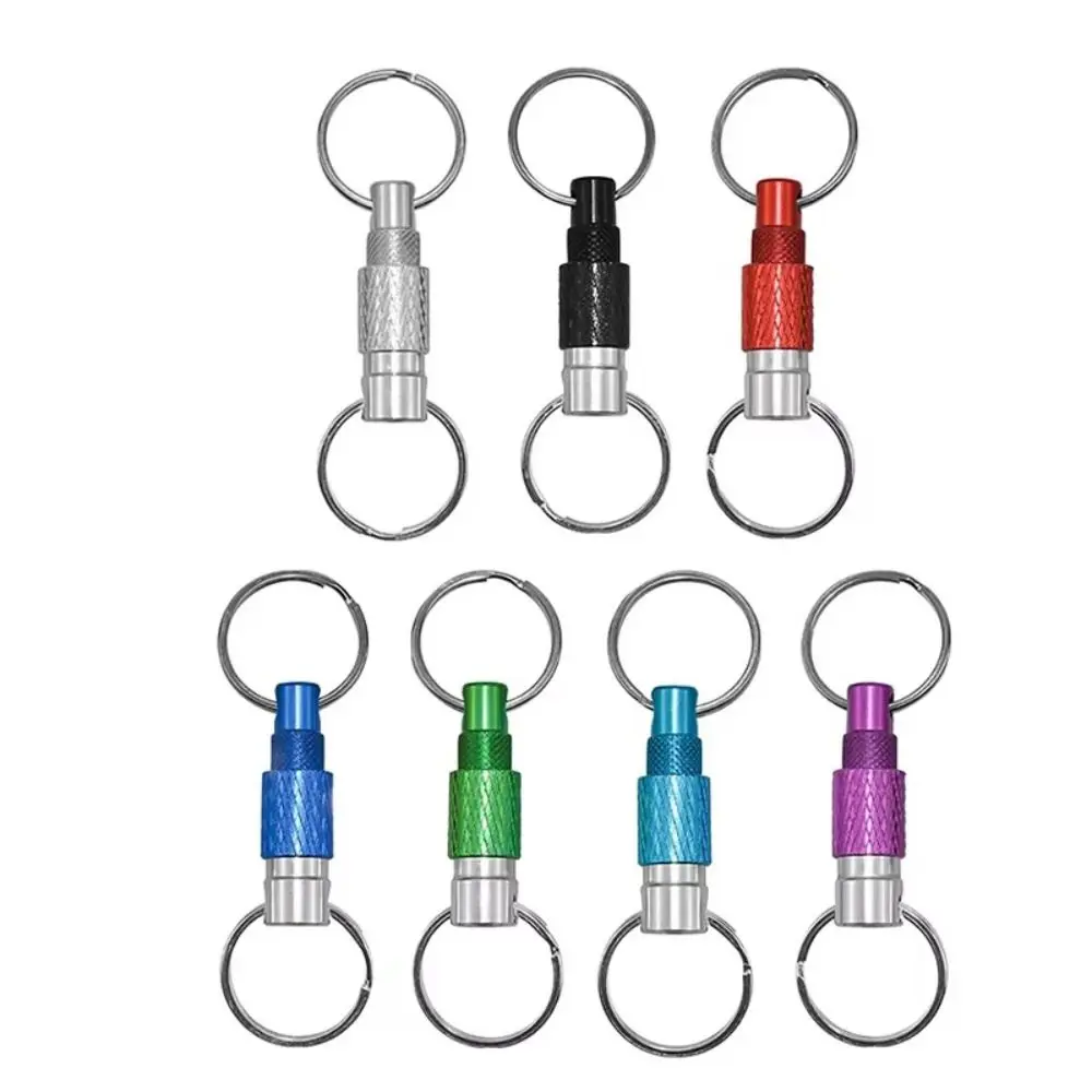 New Double Headed Quick Release Keychain Aluminum Alloy Retractable Clip Pull Apart Buckle Mini 360° Rotation Keys Fob EDC Tool