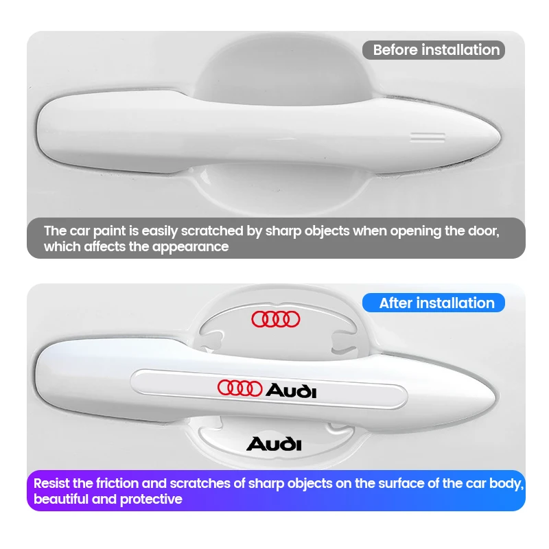 Car Door Handle Cup Transparent Anti Scratches Protector Stickers Film For Audi A1 A2 A3 A4 A5 A6 A7 A8 Q1 Q2 Q3 Q4 Q5 Q6 Q7 Q8