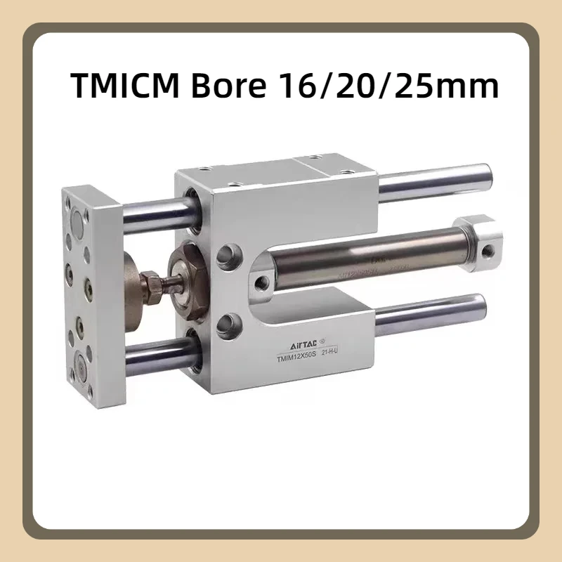 AirTAC Type TMI TMIC With Double Rod Guide Frame Pneumatic Air Cylinder TMICM Bore 16/20/25mm