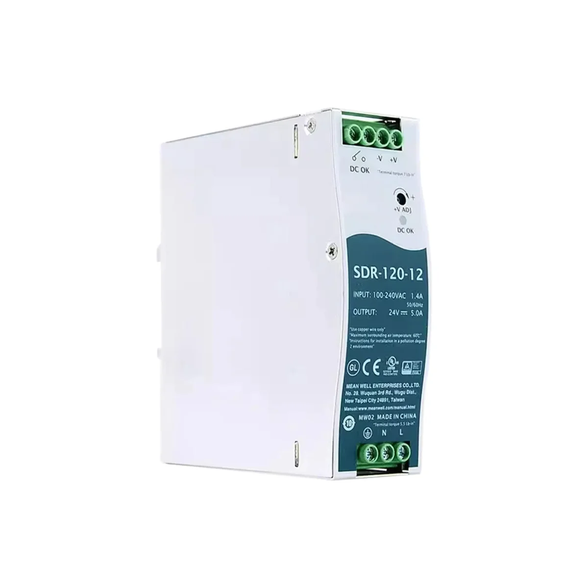 2025+ SDR-120-12 Switching Power Supply 120W 12V 10A Single Output Industrial DIN RAIL with PFC Functi Power Supply