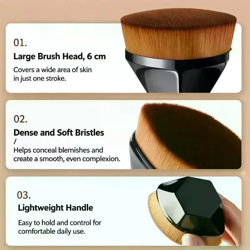 2Pcs Flat Top Foundation Brush With Soft Dense Bristles Perfect For Daily Makeup Liquid Foundation BB Cream With Storage Case